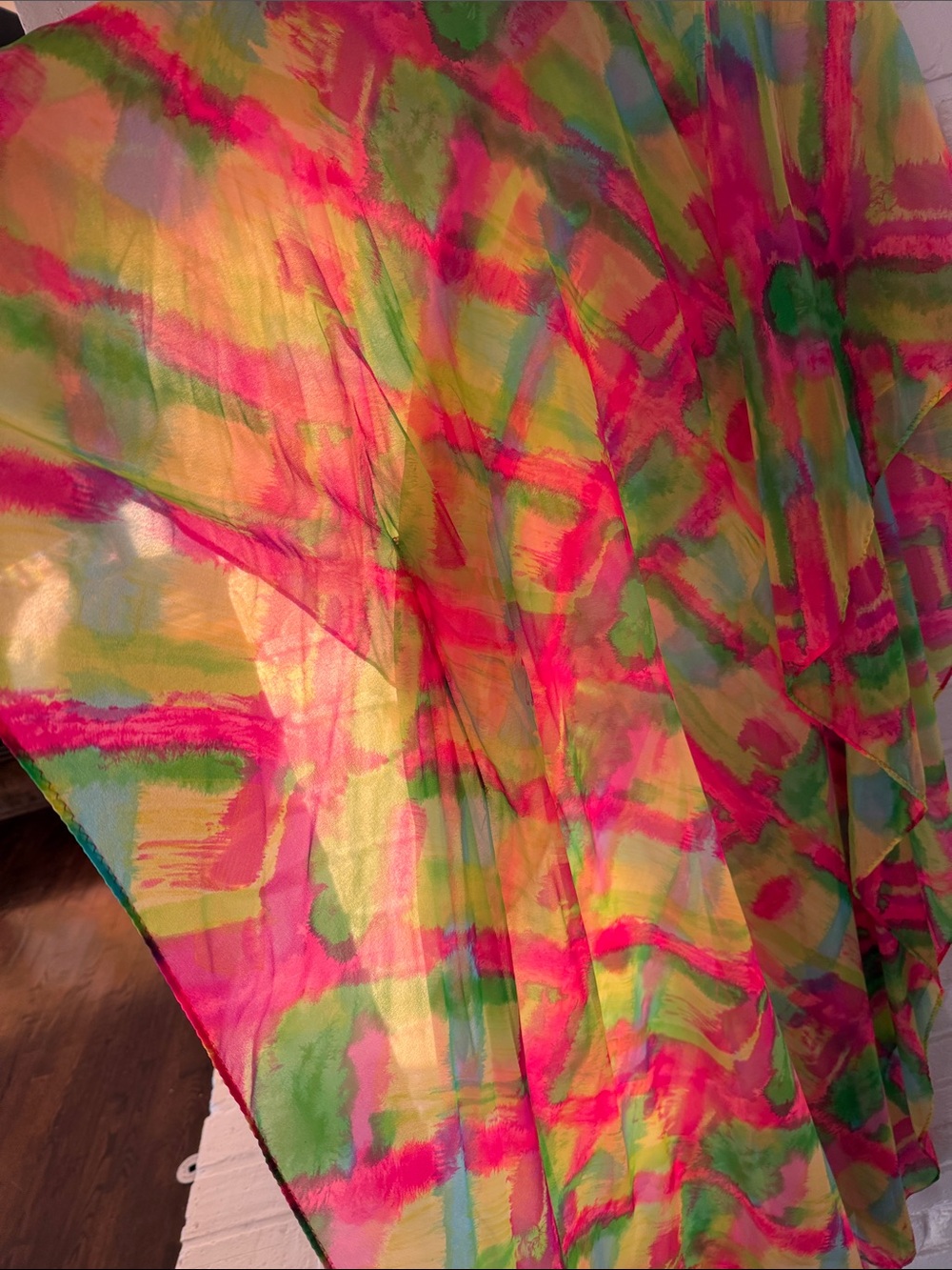 Vintage 1960’s Stella Fagin Sheer Bright Color Kaftan - Picture 3 of 6